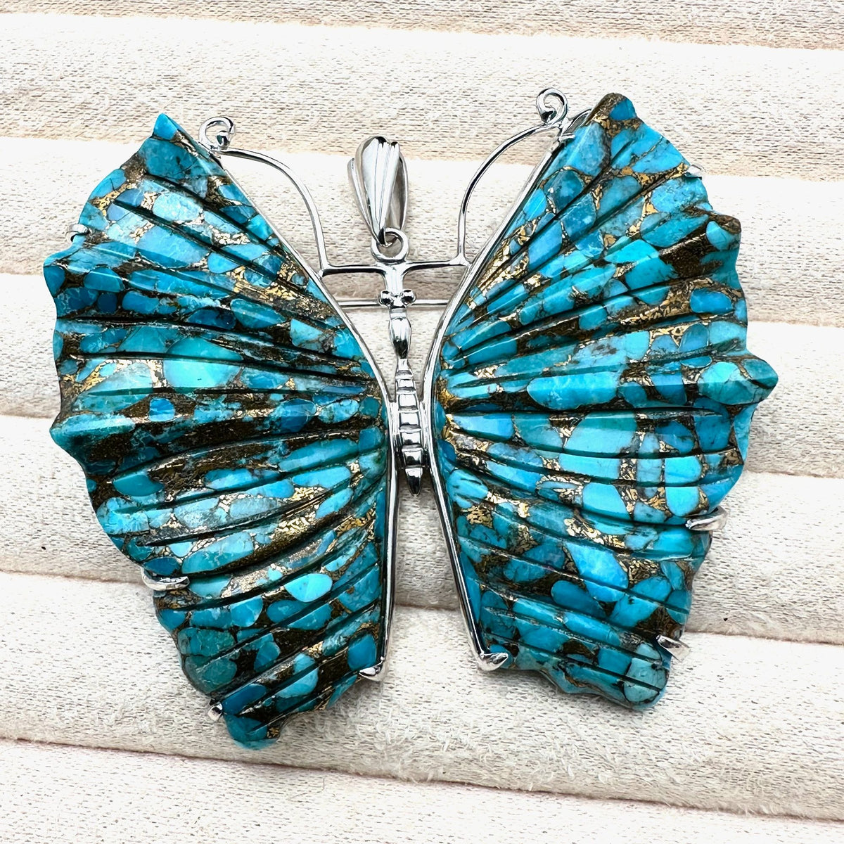 D Joy Turquoise Sterling Silver Pendant Huge 2.75 Inch Beautiful Matrix