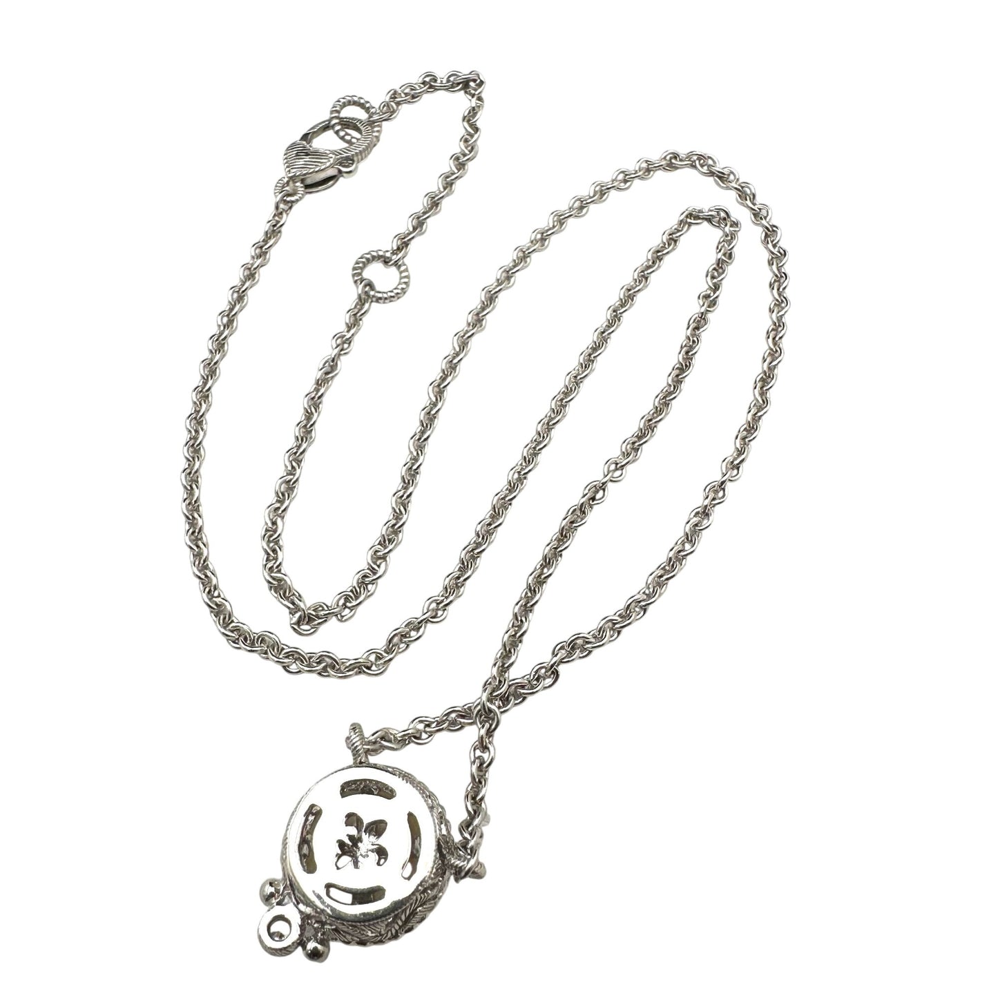 Judith Ripka Pearl Cubic Zirconia Pendant Necklace Sterling Silver 16 to 18 Inch