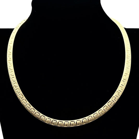 Moda Al Mossimo 18K Gold Plated Bronze Greek Key Omega Necklace 18 Inch
