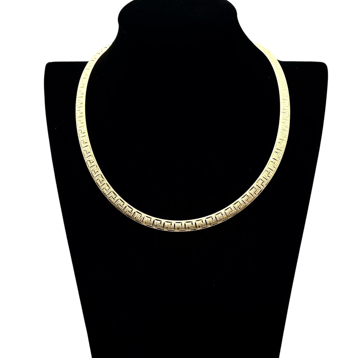 Moda Al Mossimo 18K Gold Plated Bronze Greek Key Omega Necklace 18 Inch