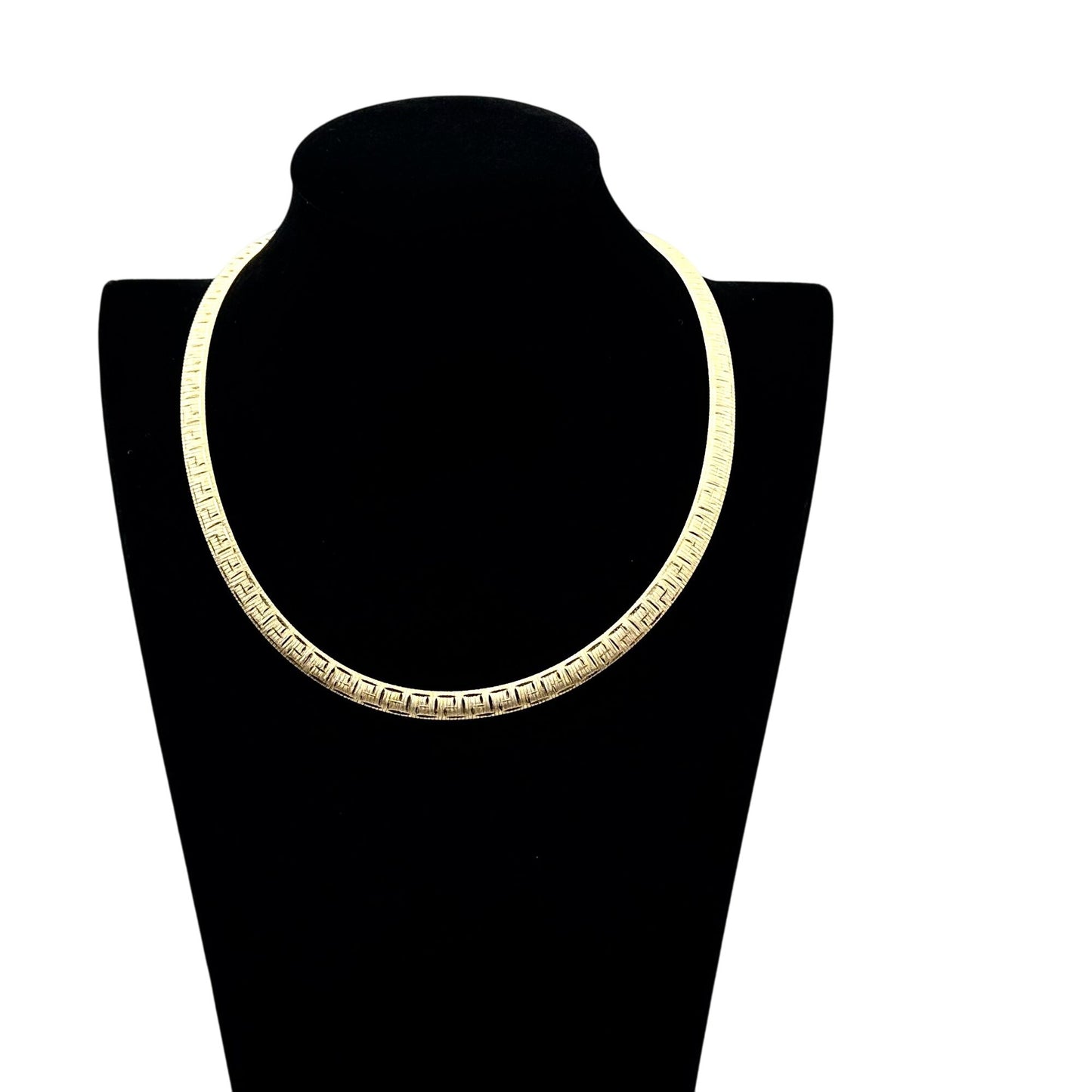 Moda Al Mossimo 18K Gold Plated Bronze Greek Key Omega Necklace 18 Inch