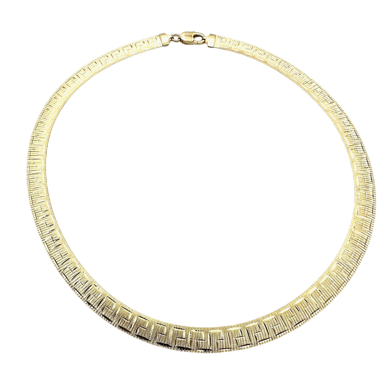 Moda Al Mossimo 18K Gold Plated Bronze Greek Key Omega Necklace 18 Inch