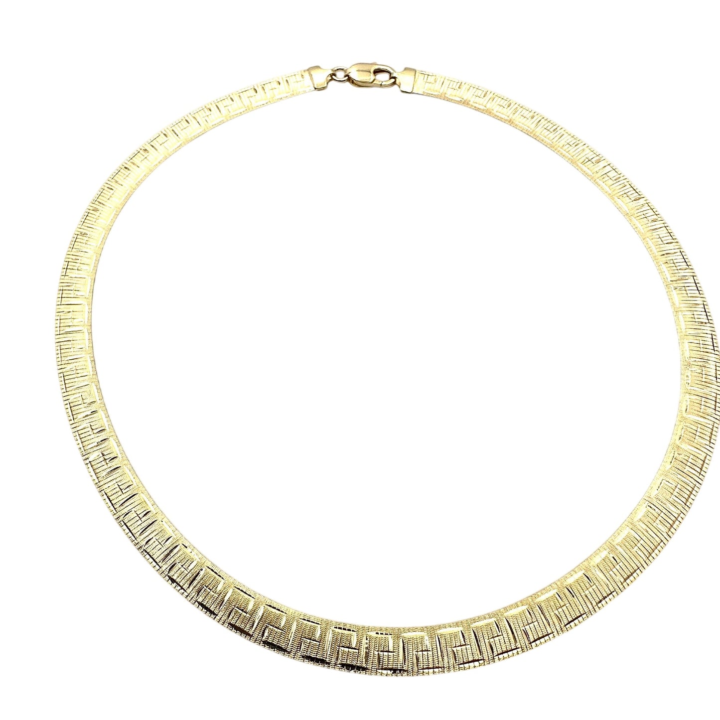 Moda Al Mossimo 18K Gold Plated Bronze Greek Key Omega Necklace 18 Inch